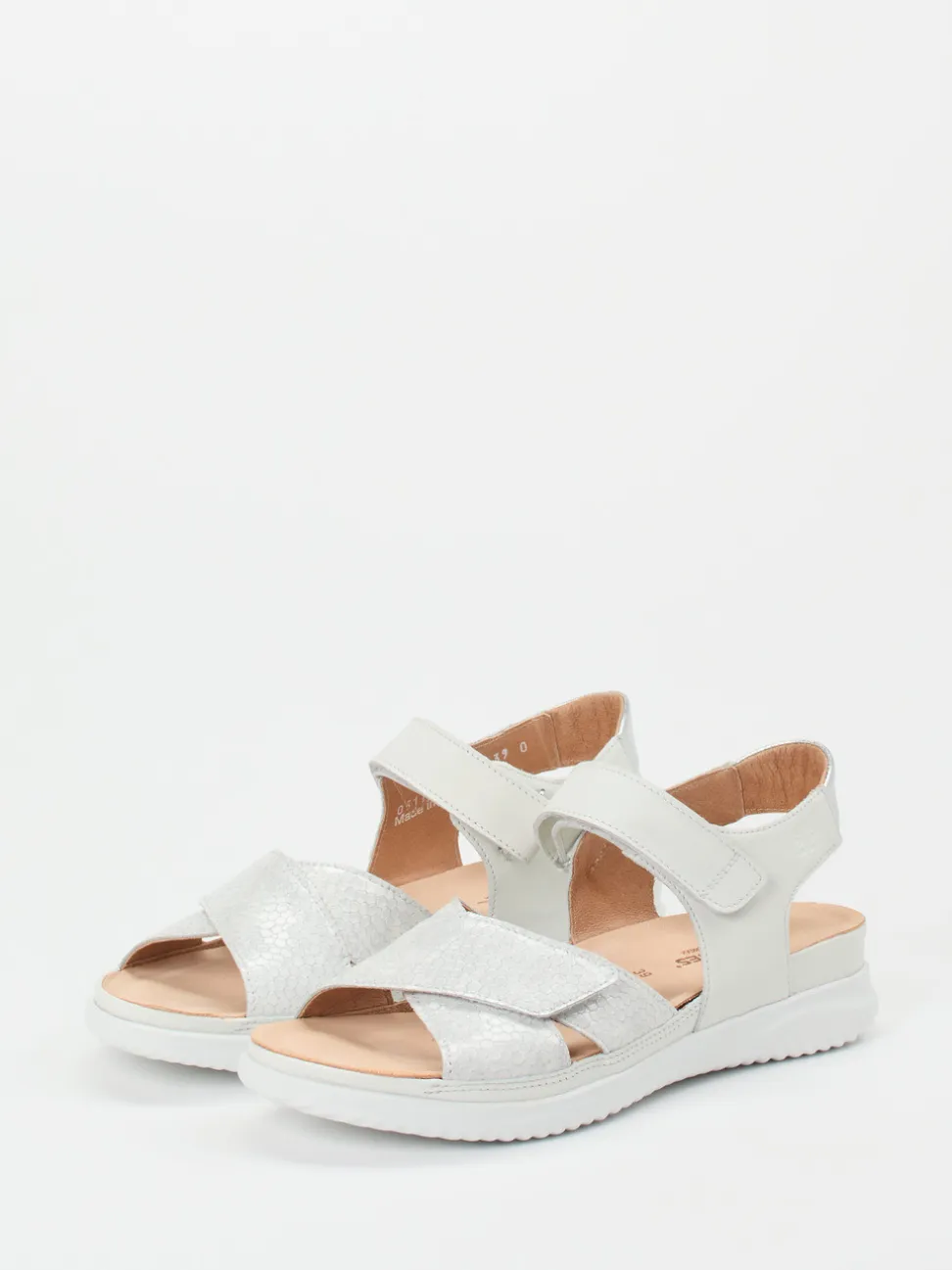 Hartjes – Komfortsandalen aus geprägtem Leder Offwhite