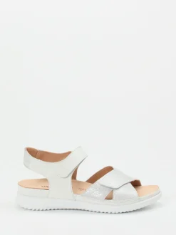 Hartjes – Komfortsandalen aus geprägtem Leder Offwhite