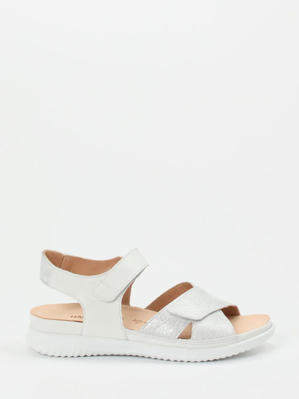 Hartjes – Komfortsandalen aus geprägtem Leder Offwhite