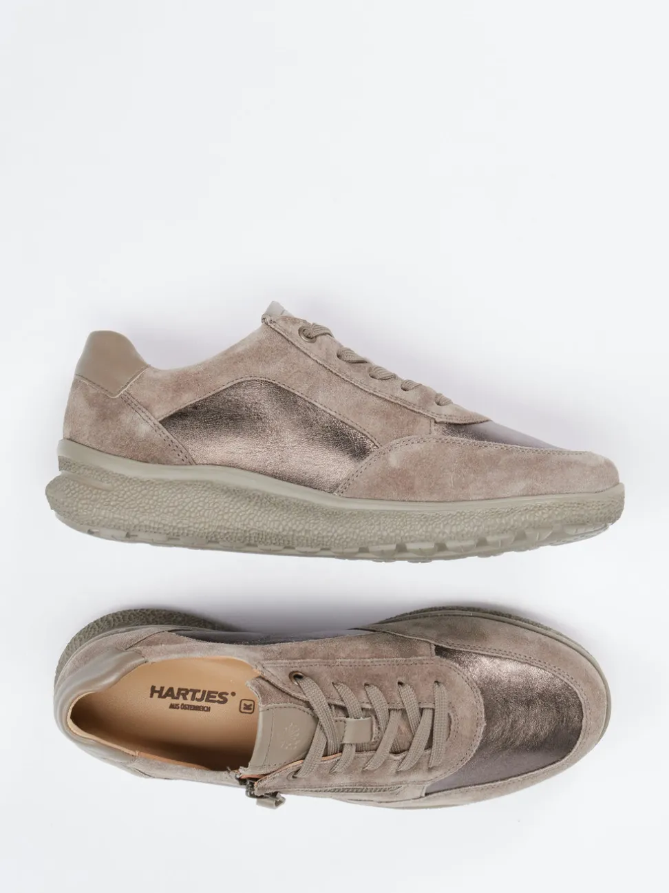 Hartjes – Komfortsneaker aus Veloursleder Taupe