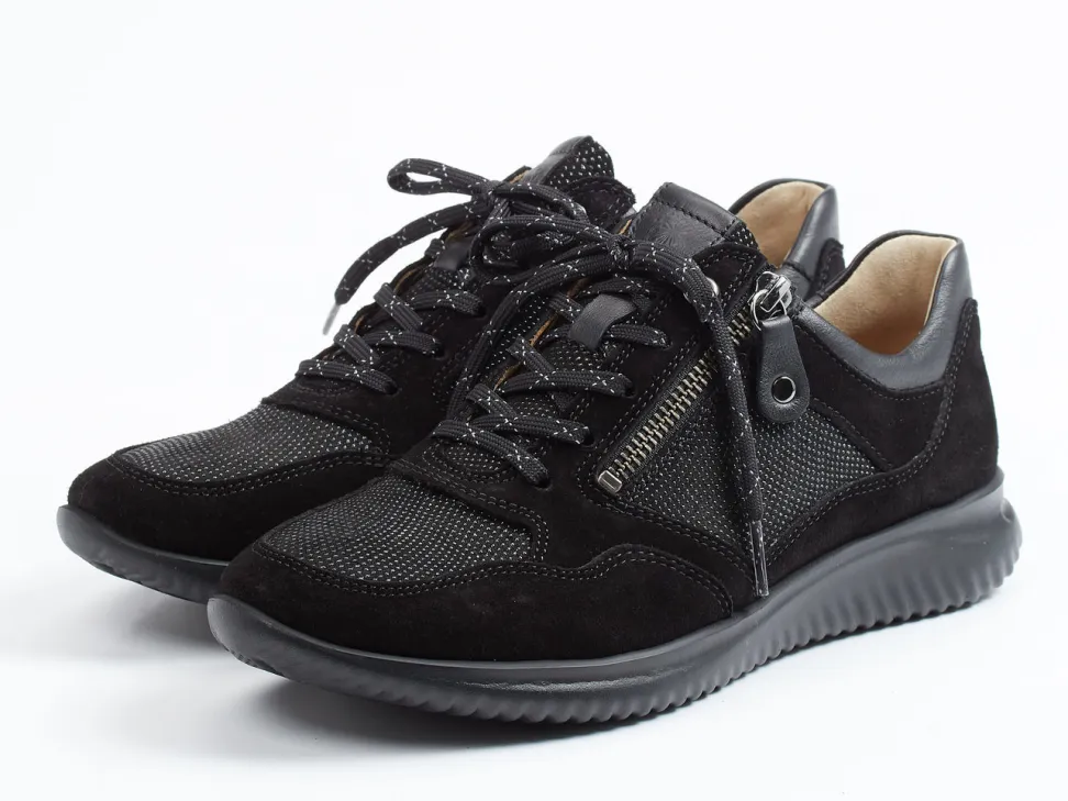 Hartjes – Komfort-Sneaker aus Veloursleder schwarz