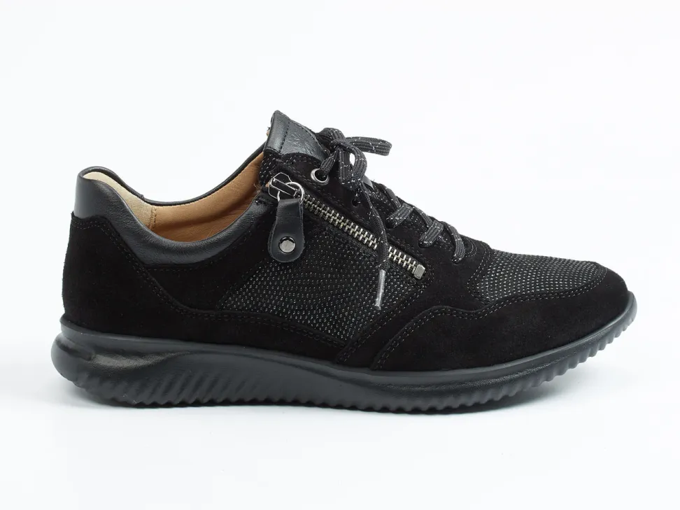 Hartjes – Komfort-Sneaker aus Veloursleder schwarz