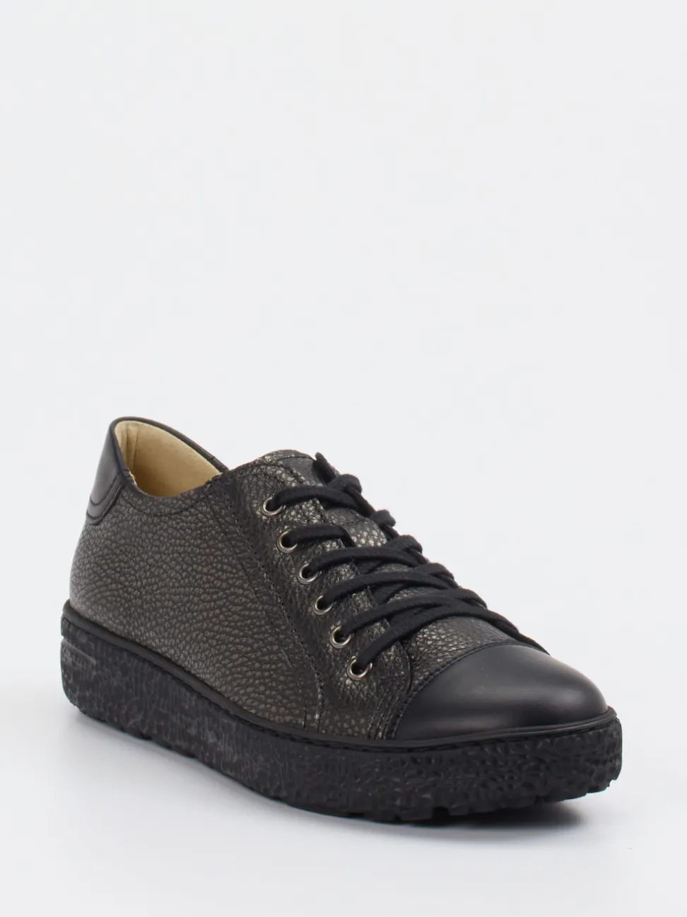 Hartjes – Komfort-Sneaker aus geprägtem Leder grau