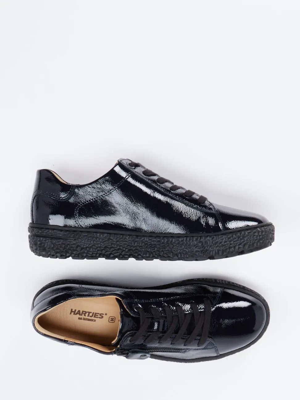 Hartjes – Komfort-Sneaker aus Lackleder Blau glänzend