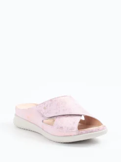 Hartjes – Pantolette aus geprägtem Leder rosé-metallic