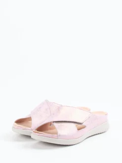 Hartjes – Pantolette aus geprägtem Leder rosé-metallic