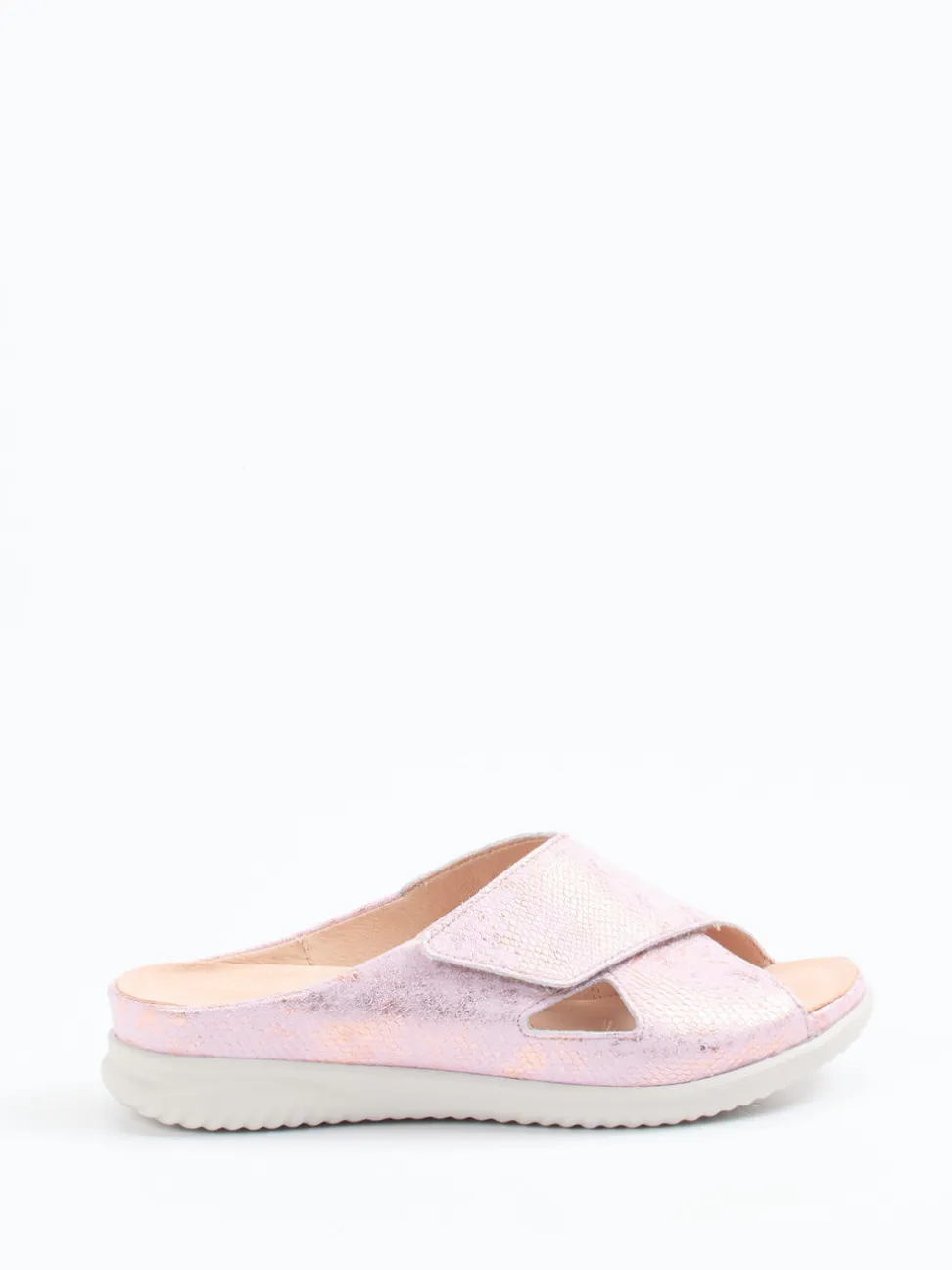 Hartjes – Pantolette aus geprägtem Leder rosé-metallic
