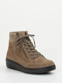 Hartjes – Schnürboots aus Veloursleder in Taupe