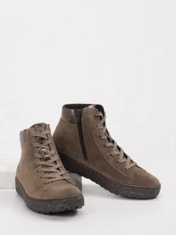 Hartjes – Schnürboots aus Veloursleder taupebraun