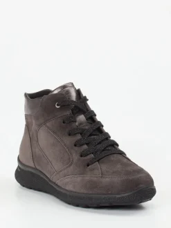 Hartjes – Schnürstiefelette aus Veloursleder grau