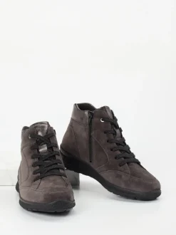 Hartjes – Schnürstiefelette aus Veloursleder grau