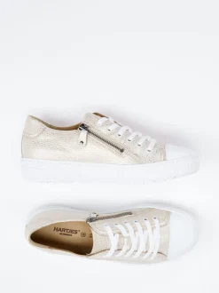 Hartjes – Sneaker aus geprägtem Leder Champagner
