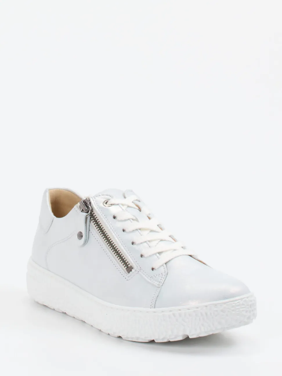 Hartjes – Sneaker aus Metallicleder perlmuttweiß