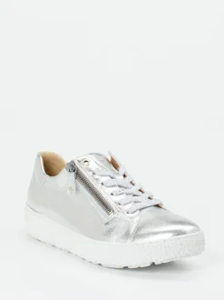 Hartjes – Sneaker aus Metallicleder silberfarben