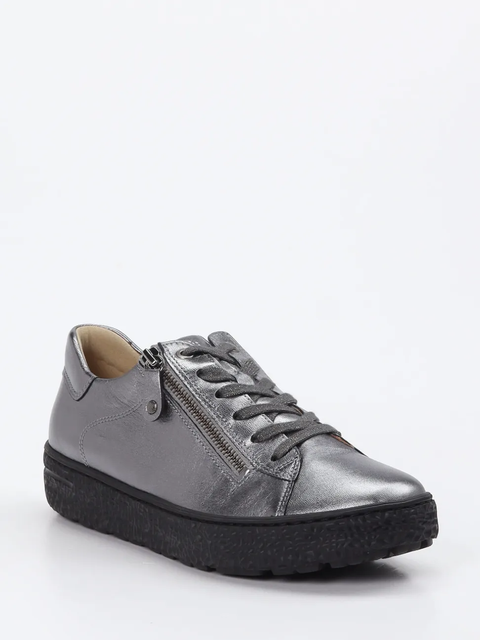 Hartjes – Sneaker aus Metallicleder silberfarben