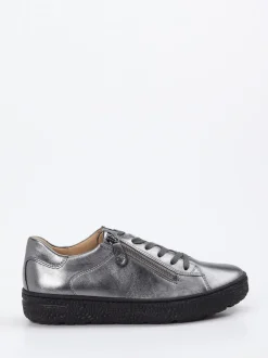 Hartjes – Sneaker aus Metallicleder silberfarben