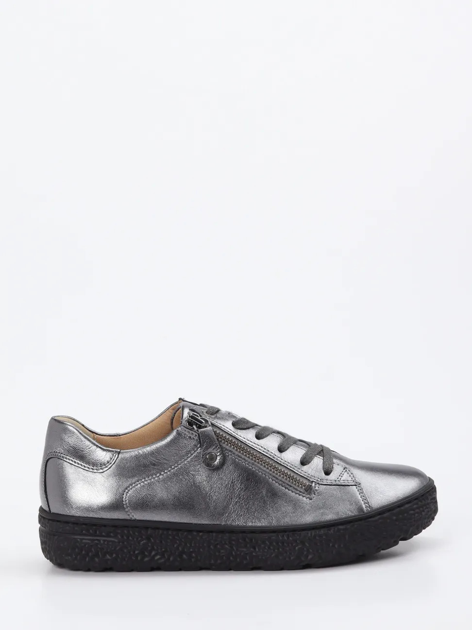 Hartjes – Sneaker aus Metallicleder silberfarben