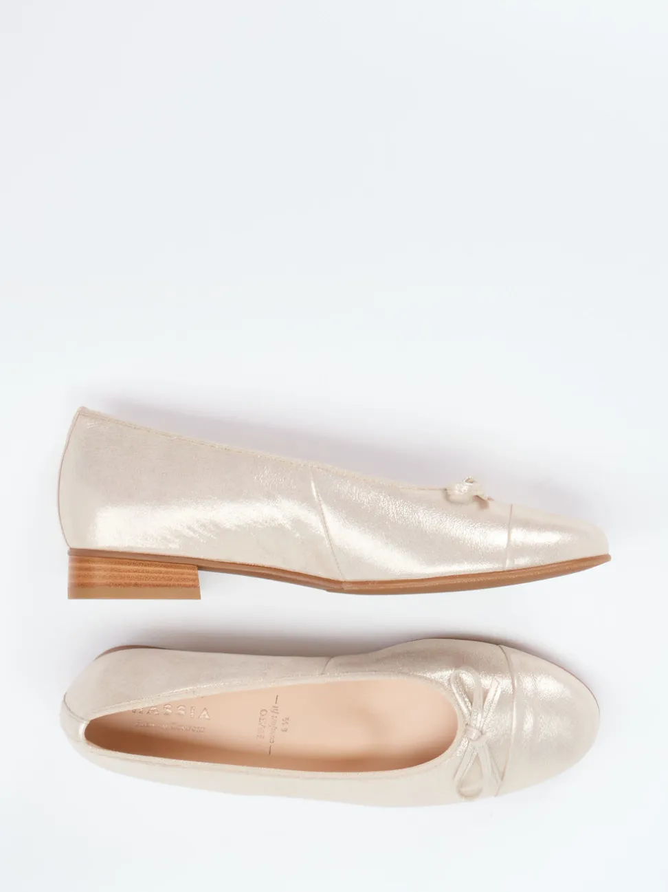 Hassia – Ballerinas aus Metallicleder champagner-beige