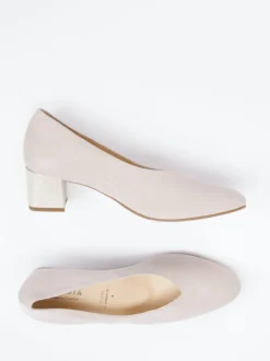 Hassia – Blockabsatz-Pumps aus Veloursleder beige