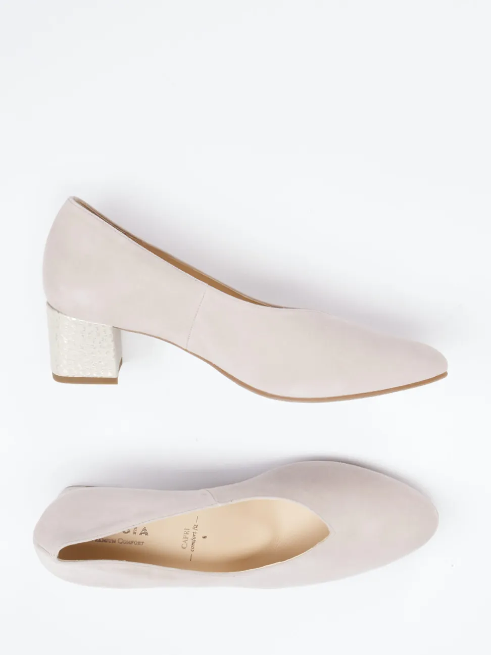 Hassia – Blockabsatz-Pumps aus Veloursleder beige