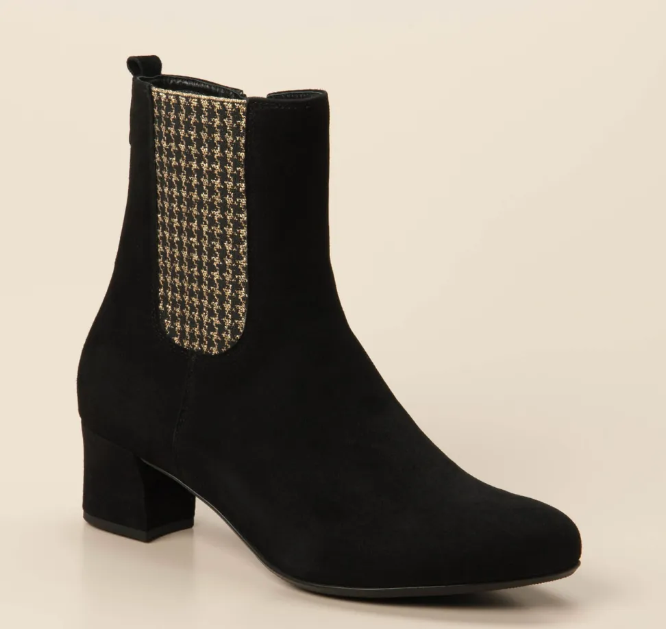 Hassia – Chelsea-Stiefelette aus Veloursleder schwarz