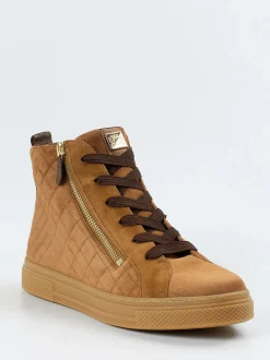 Hassia – High-Top-Sneaker aus Veloursleder cognac