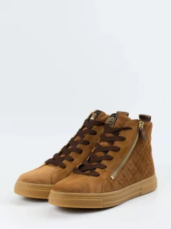 Hassia – High-Top-Sneaker aus Veloursleder cognac