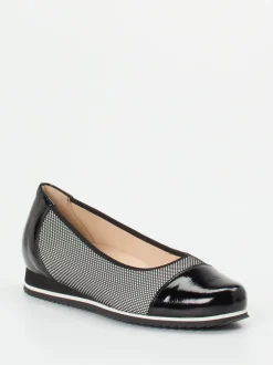 Hassia – Komfort-Ballerinas aus Textil und Lackleder schwarz