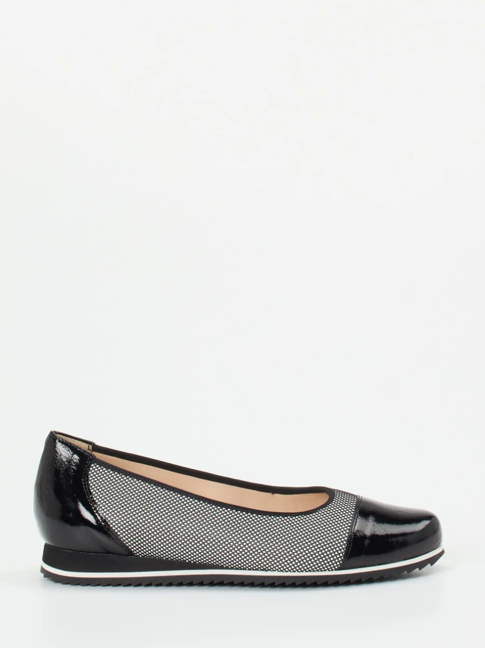 Hassia – Komfort-Ballerinas aus Textil und Lackleder schwarz