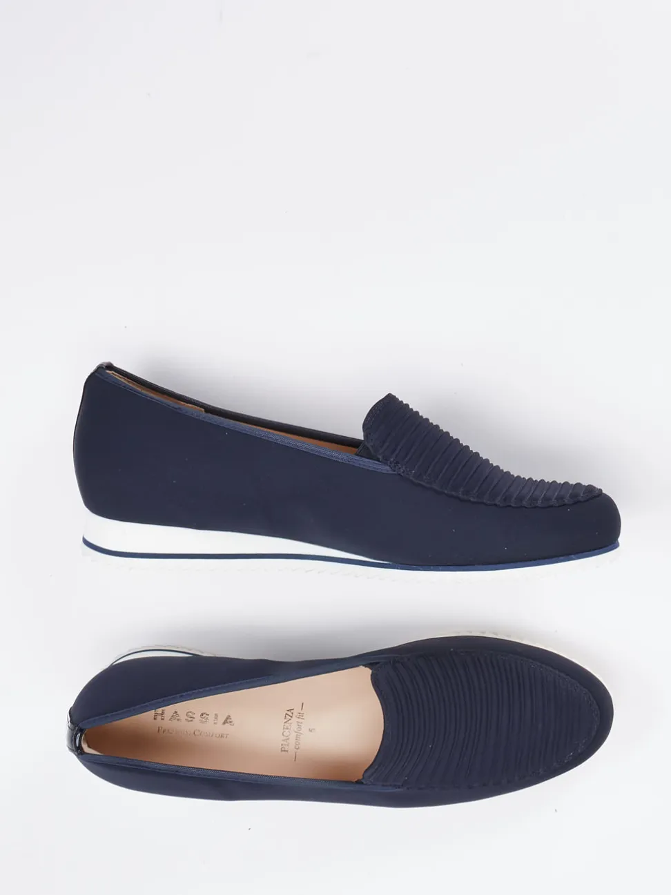 Hassia – Komfort-Loafer aus Stretchtextil in Blau