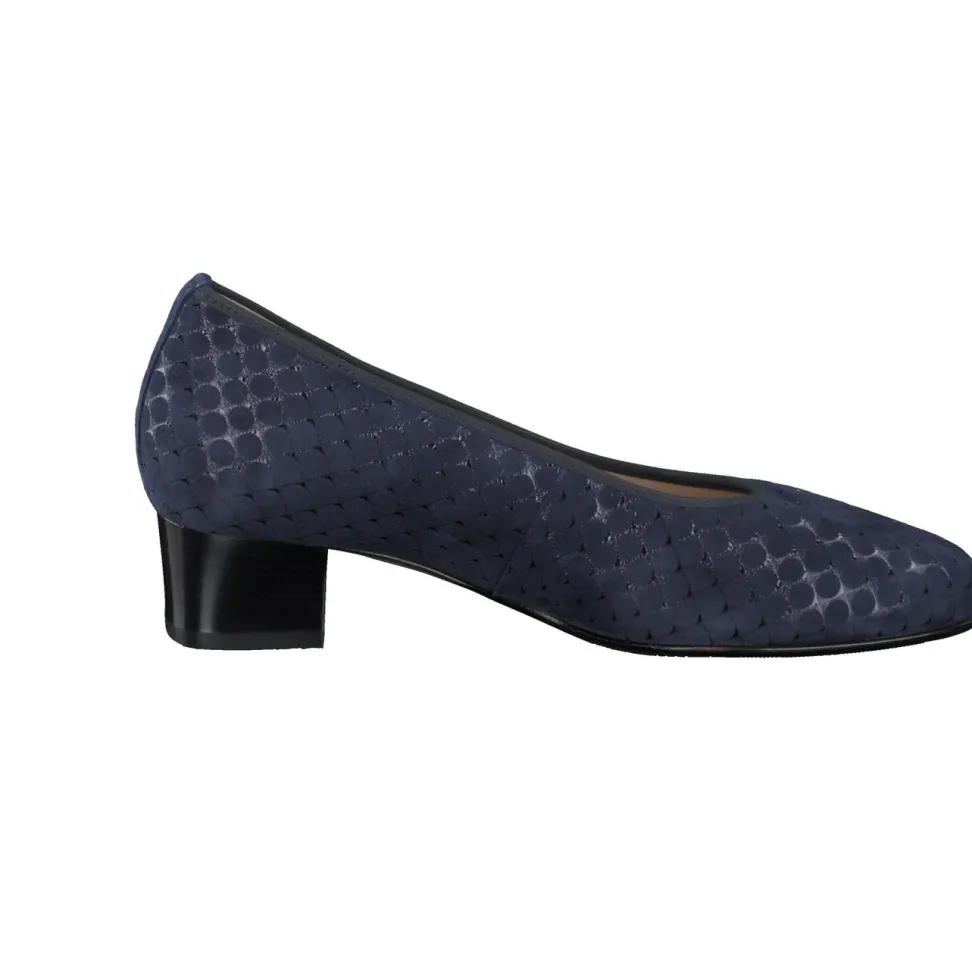 Hassia – Komfort-Pumps aus geprägtem Veloursleder Dunkelblau