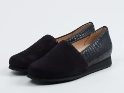 Hassia – Komfort-Slipper aus Veloursleder Dunkelblau