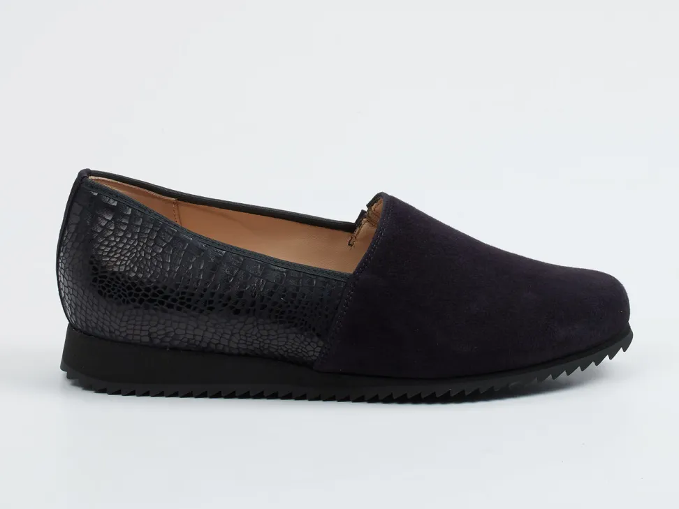 Hassia – Komfort-Slipper aus Veloursleder Dunkelblau