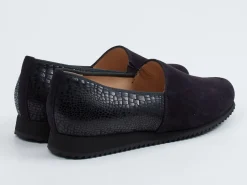 Hassia – Komfort-Slipper aus Veloursleder Dunkelblau