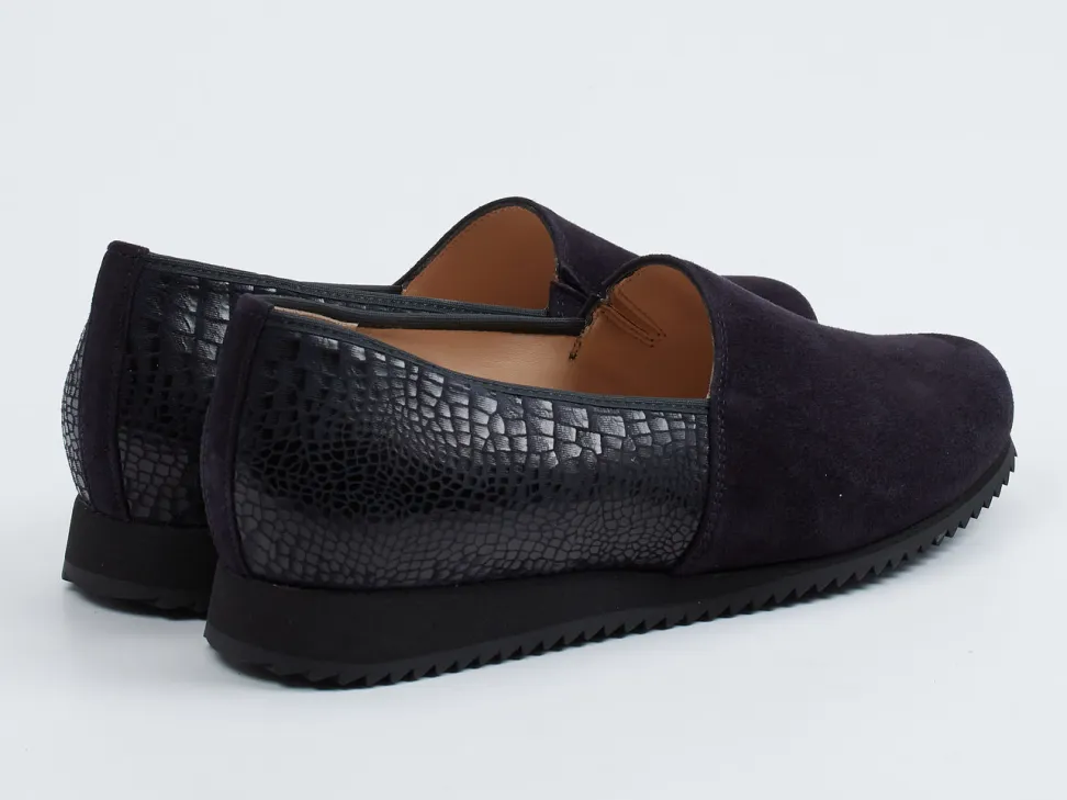 Hassia – Komfort-Slipper aus Veloursleder Dunkelblau