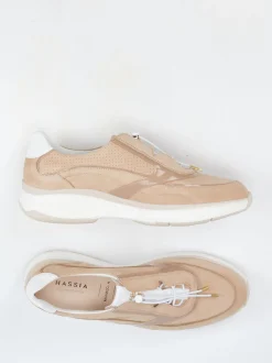 Hassia – Komfort-Sneaker aus Veloursleder beige