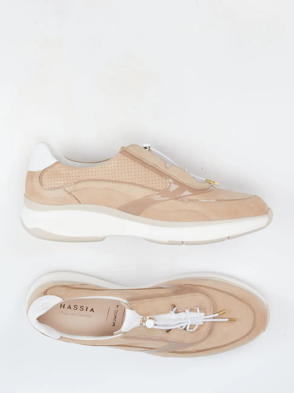 Hassia – Komfort-Sneaker aus Veloursleder beige