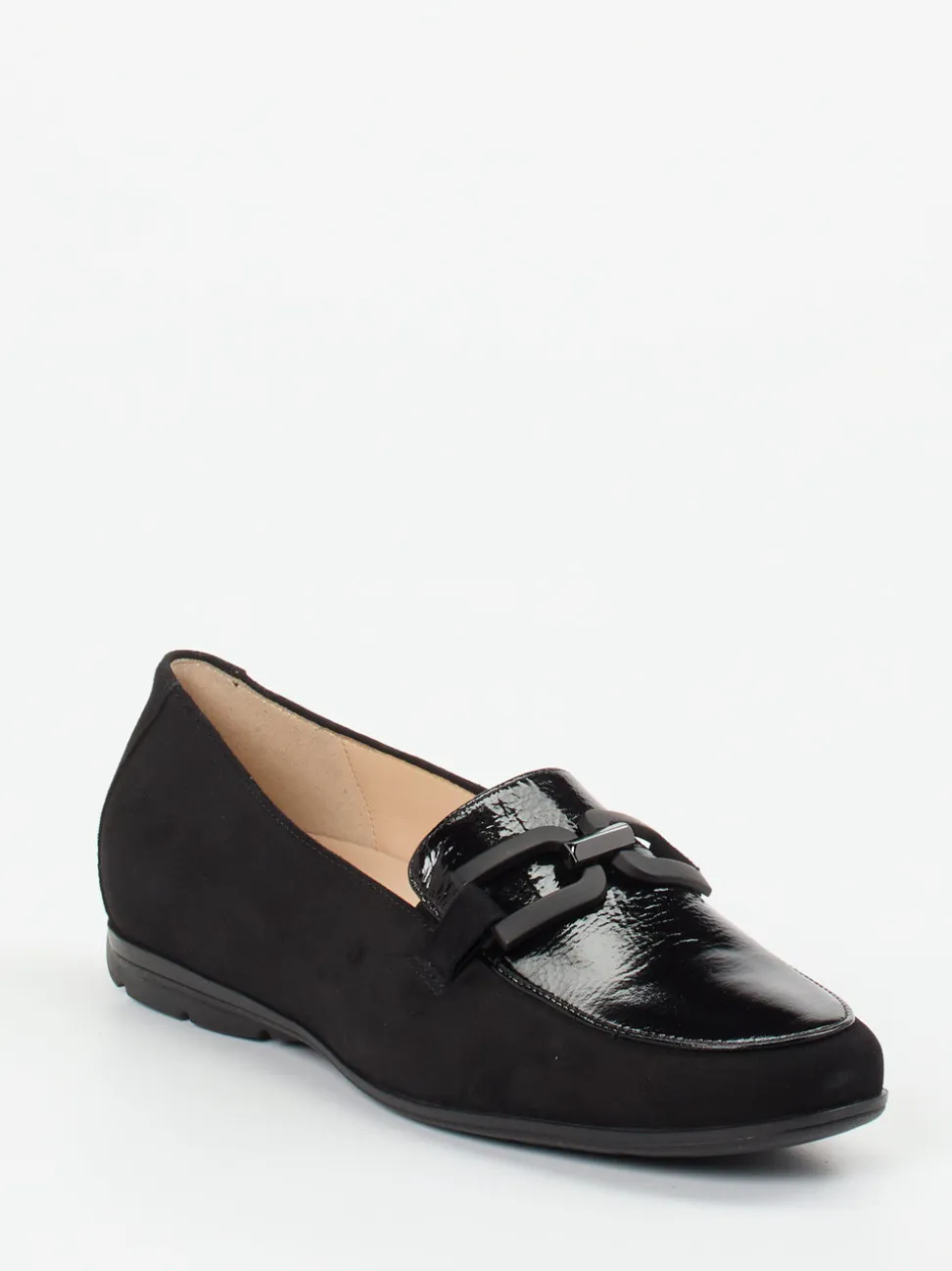 Hassia – Loafer aus Velours- und Lackleder schwarz