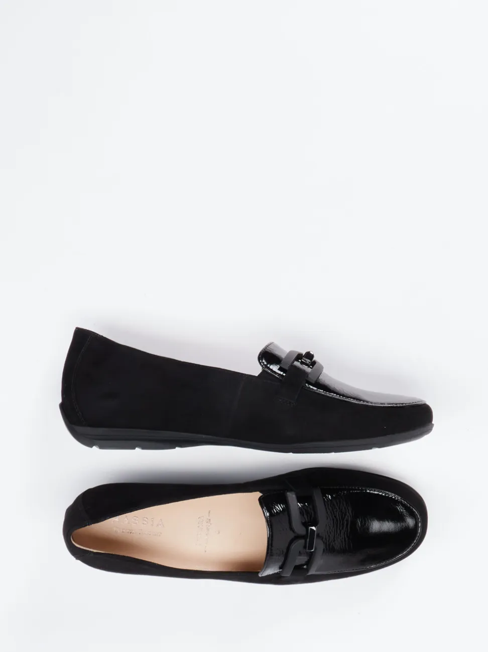 Hassia – Loafer aus Velours- und Lackleder schwarz
