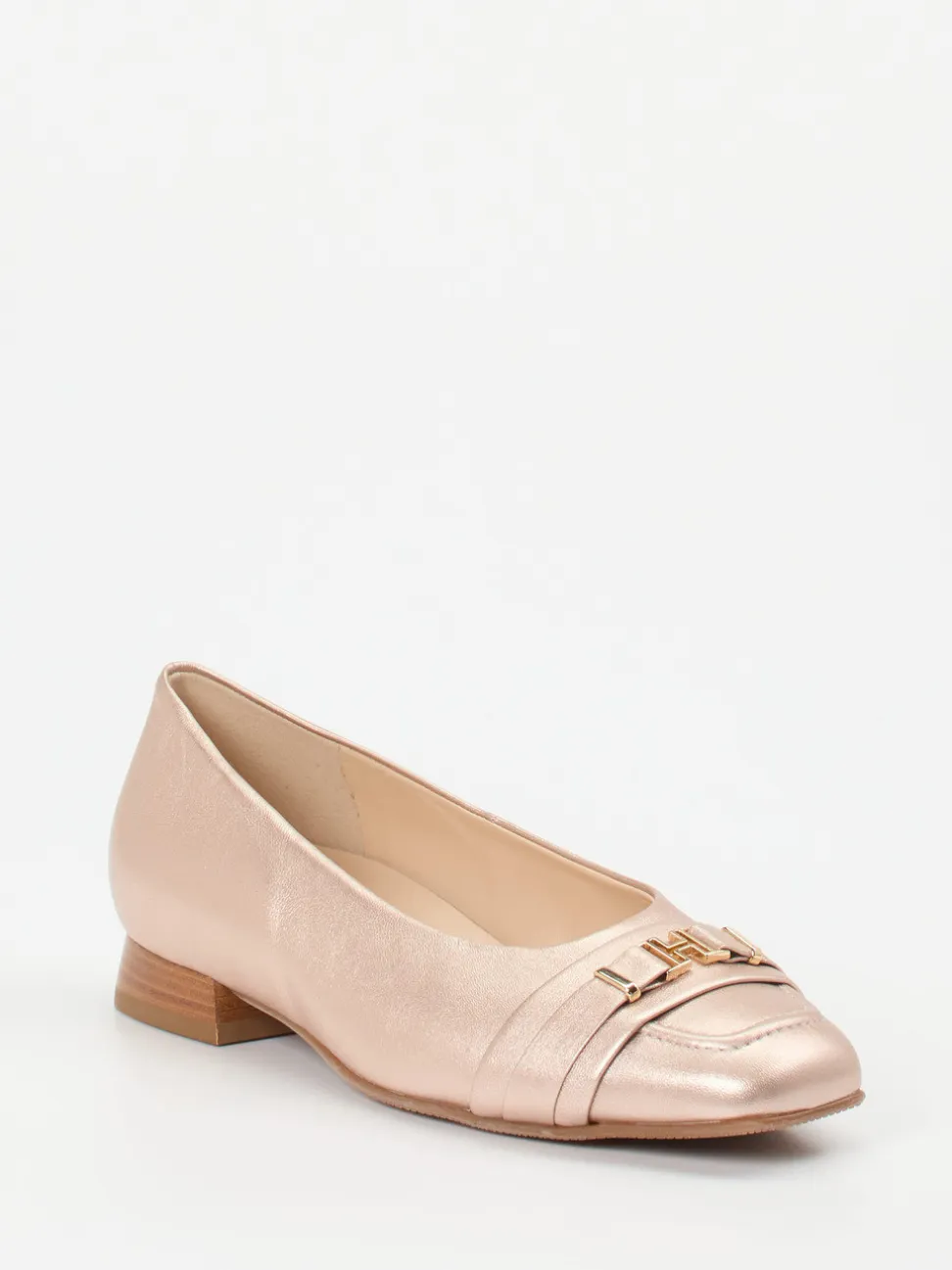 Hassia – Loafer-Ballerinas aus Metallicleder Roségold