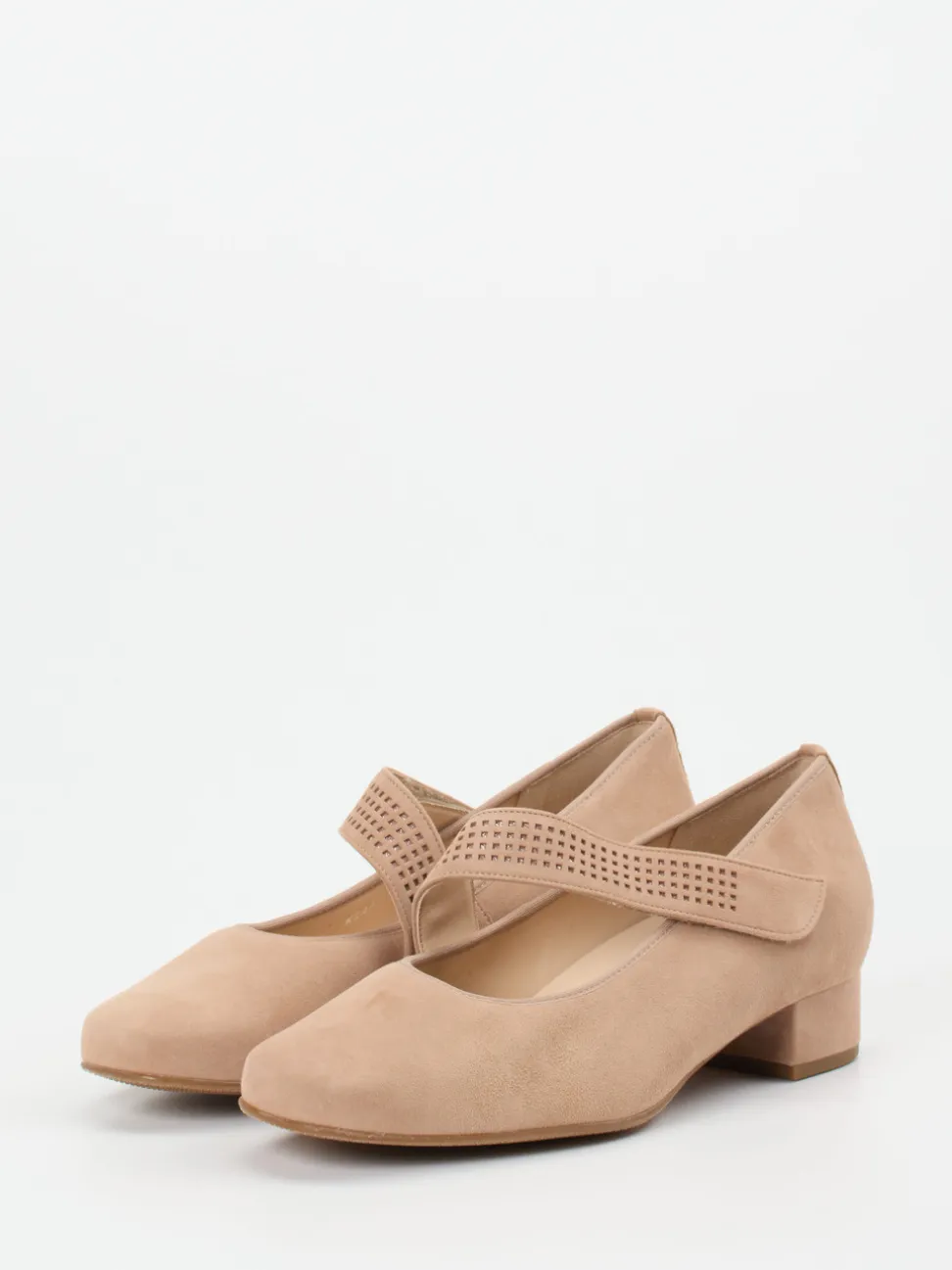 Hassia – Mary Jane Pumps aus Veloursleder rosébeige