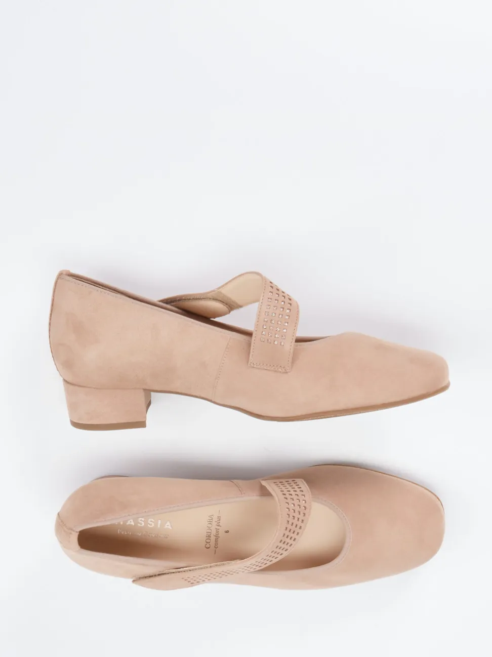 Hassia – Mary Jane Pumps aus Veloursleder rosébeige