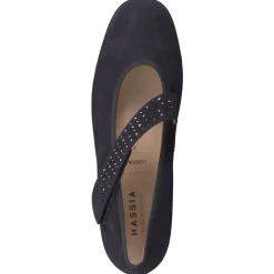 Hassia – Mary Jane Pumps aus Veloursleder Dunkelblau
