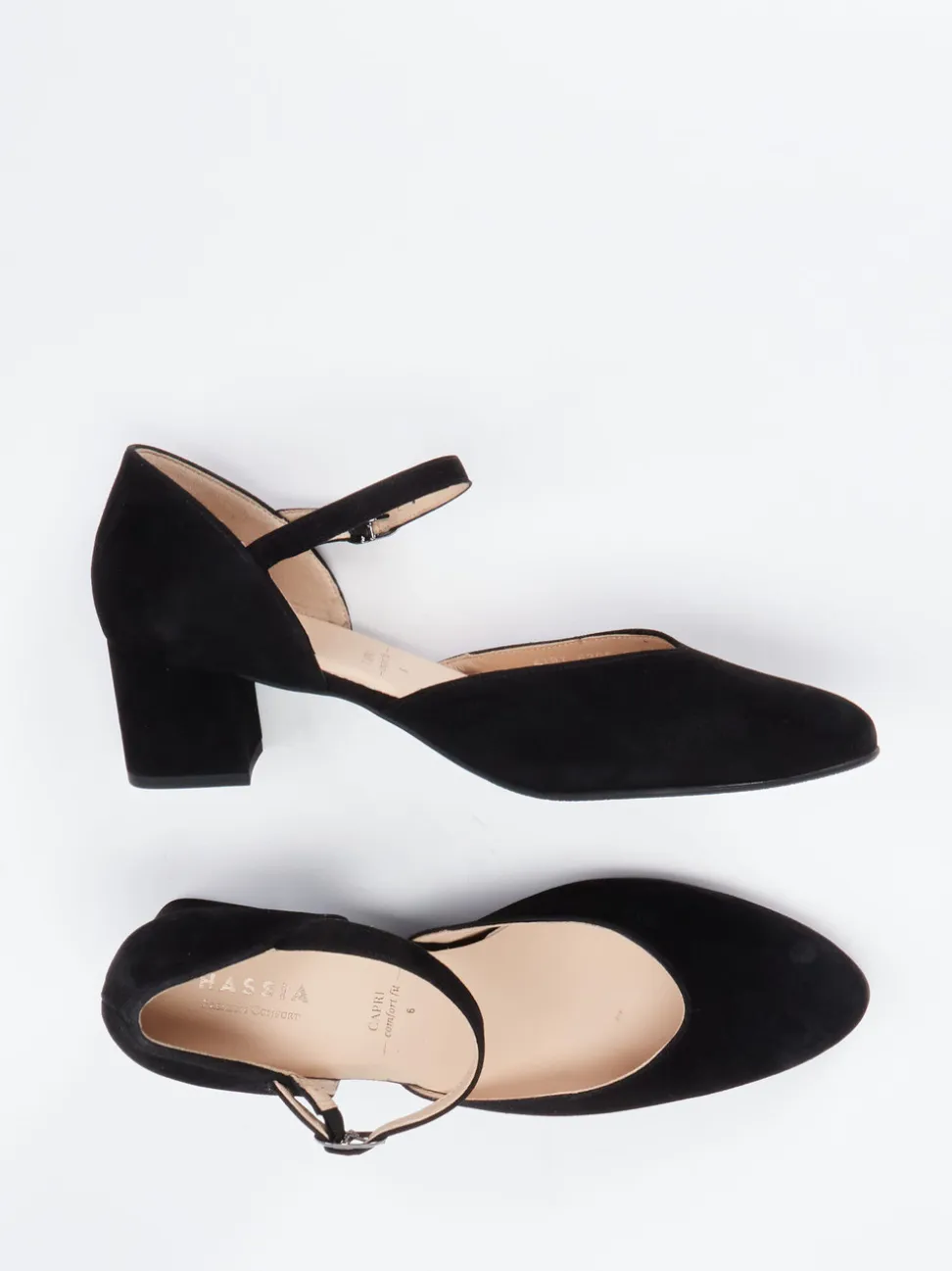 Hassia – Mary-Jane-Pumps aus Veloursleder schwarz