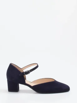 Hassia – Mary-Jane-Pumps aus Veloursleder Dunkelblau