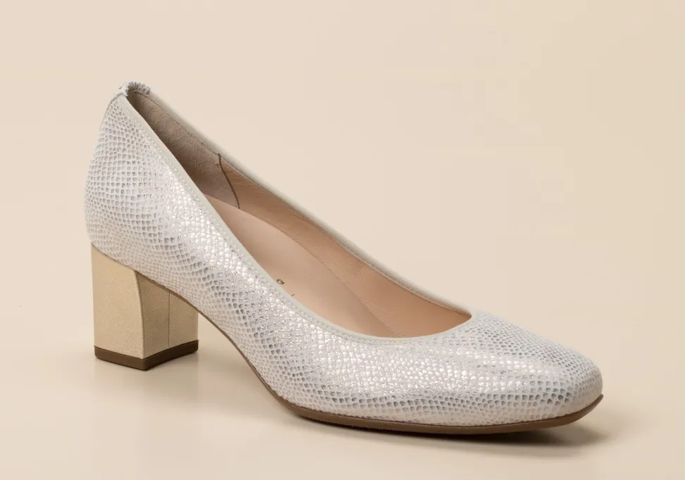 Hassia – Pumps aus geprägtem Leder in Beige