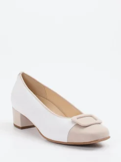 Hassia – Pumps aus Velourleder und Glattleder Weiß