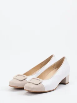 Hassia – Pumps aus Velourleder und Glattleder Weiß