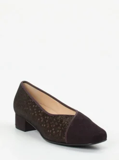 Hassia – Pumps aus Veloursleder mit Metallic-Mesh