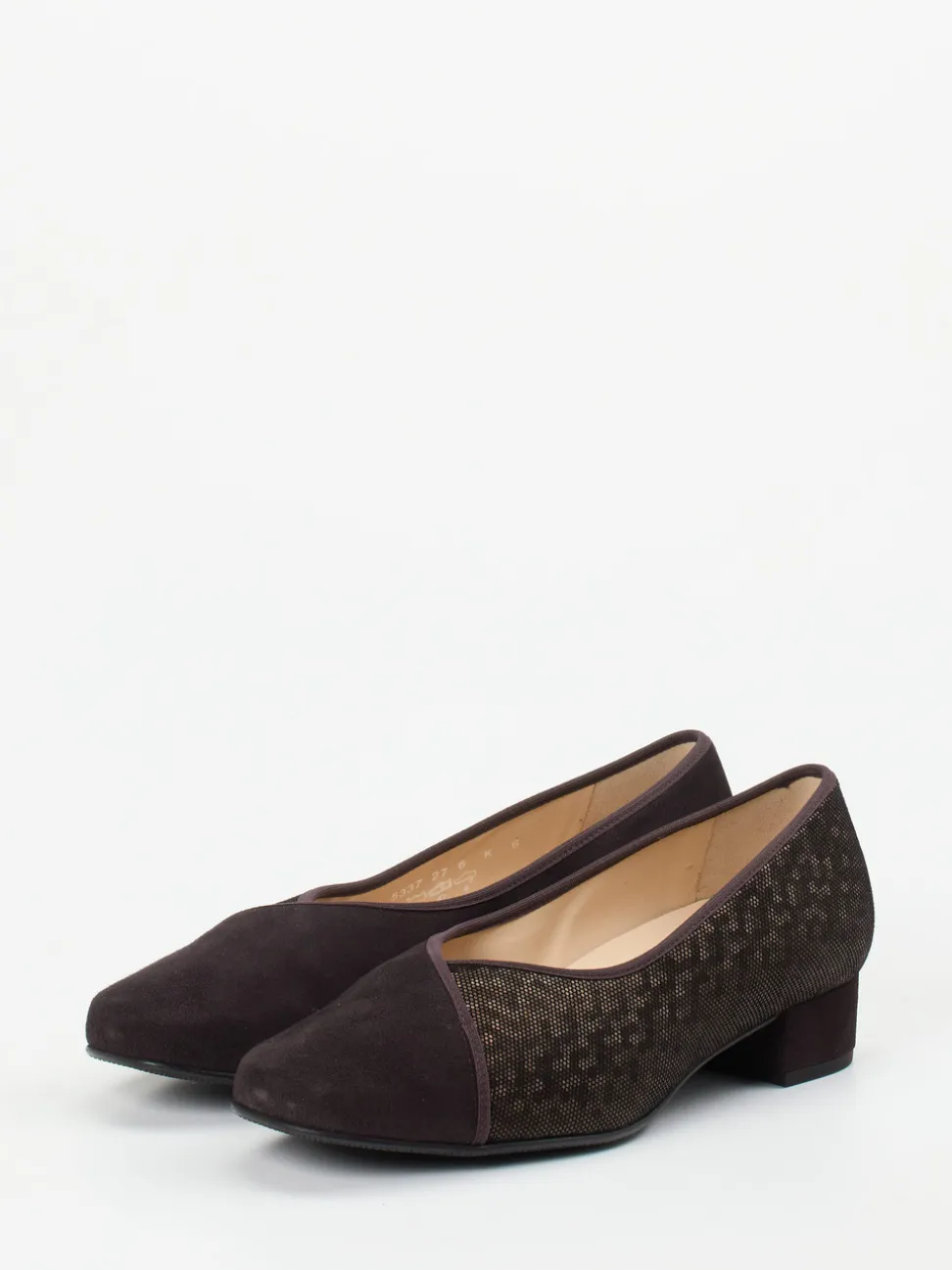 Hassia – Pumps aus Veloursleder mit Metallic-Mesh